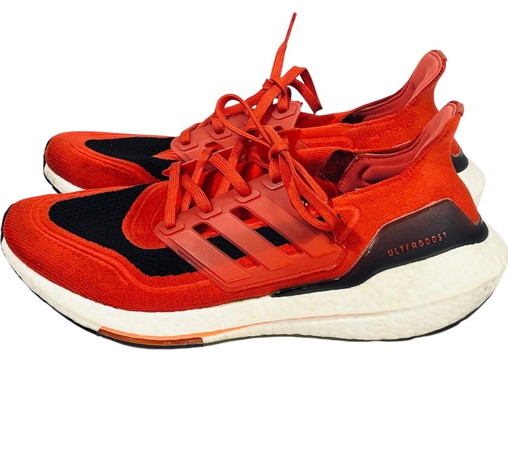 adidas Ultraboost 21 Running Shoes Men Solar Vivid Red Core Black Sneakers 11